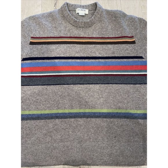 JCrew Mens Sz XL Multicolor 100% Lambswool  Crew Neck Pullover Sweater Stripes - Picture 5 of 7